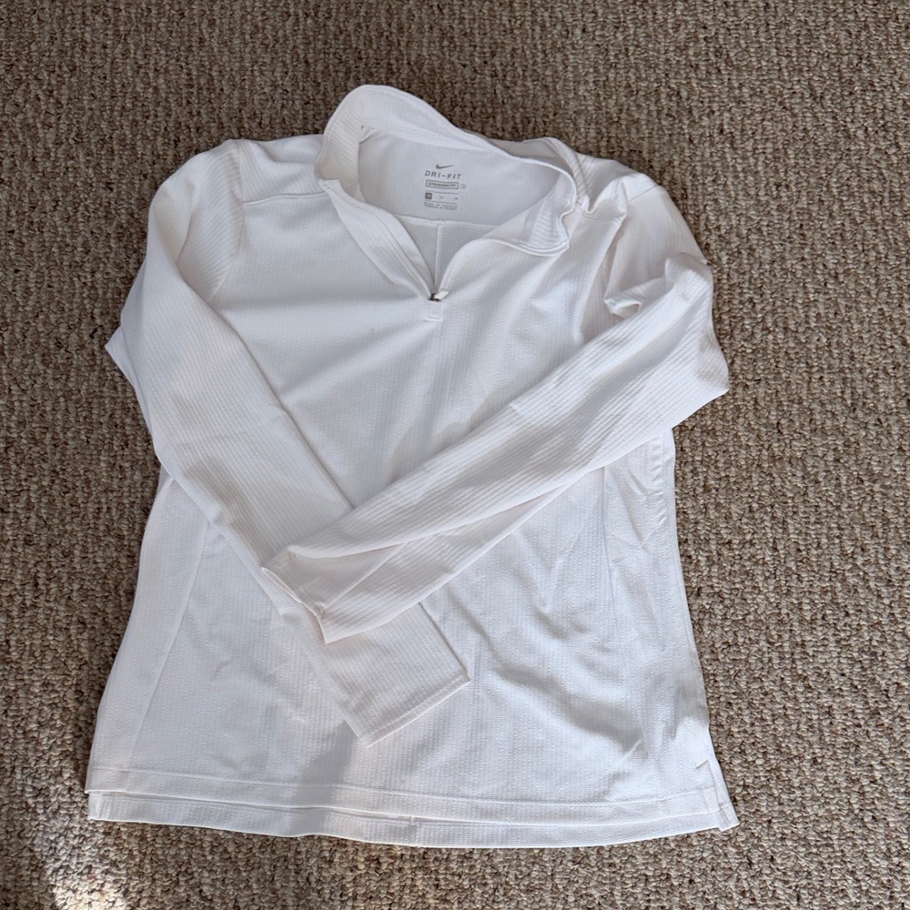 Nike White Long-Sleeve Half-Zip Performance Top
